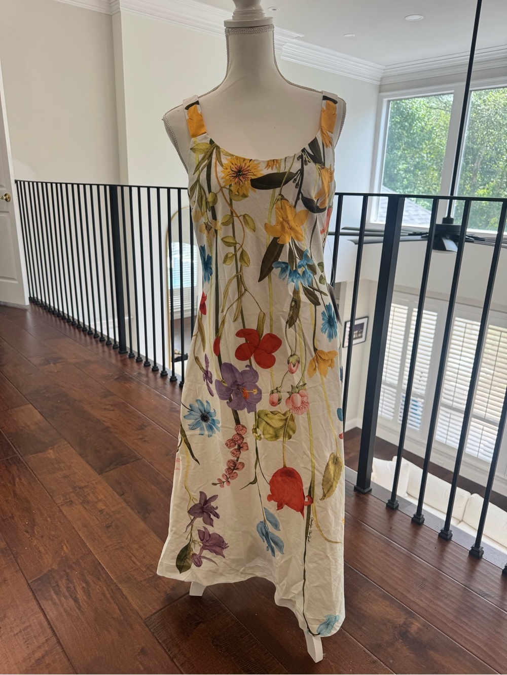 Mestiza New York Garden Muse Midi Dress in Cream with Multicolor Blooms